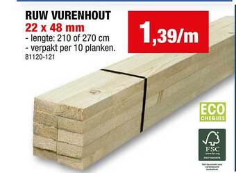 Hubo Ruw Vurenhout aanbieding