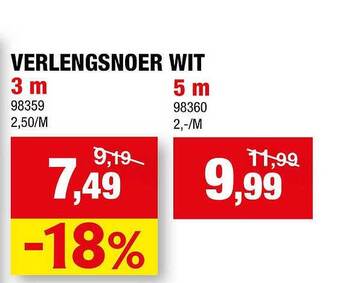 Hubo Verlengsnoer Wit aanbieding