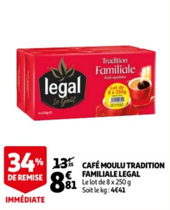 Auchan Cafe Moulu Tradition Familiale Legal aanbieding
