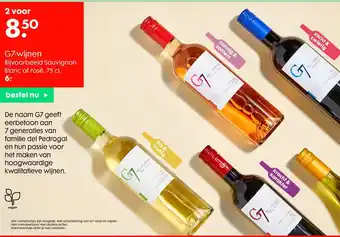 HEMA G7-wijnen Bijvoorbeeld Sauvignon Blanc of rosé 75cl aanbieding