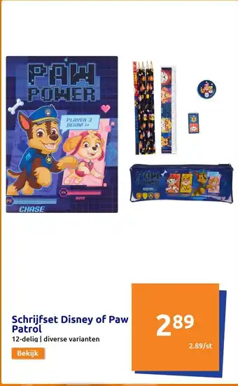 Action Schrijfset Disney of Paw Patrol, 12-delig aanbieding