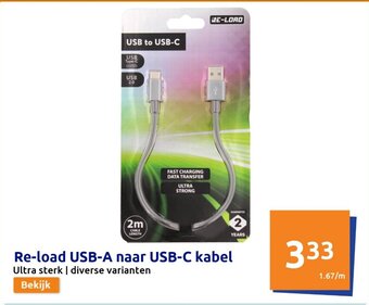 Re-load USB-A Naar USB-C Kabel Ultra Sterk