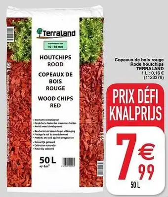 Copeaux de bois rouge rode houtchips terraland 50L