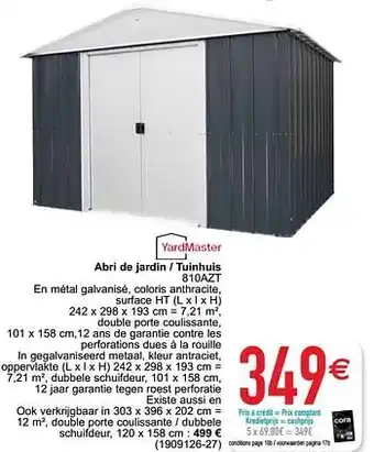 Cora Abri de jardin - tuinhuis 810azt aanbieding