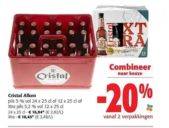 Colruyt Cristal Alken Pils 5% Vol Of Xtra Pils 5.2% Vol aanbieding