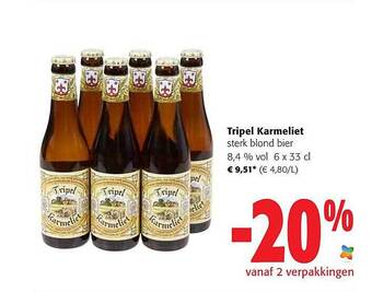 Colruyt Tripel Karmeliet Sterk Blond Bier 8.4% Vol aanbieding