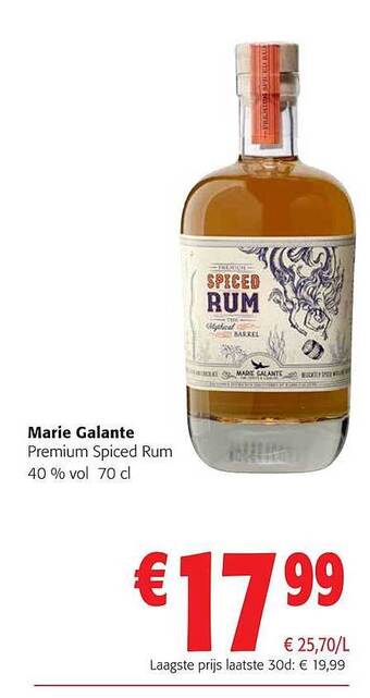 Colruyt Marie Galante Premium Spiced Rum 40% Vol aanbieding