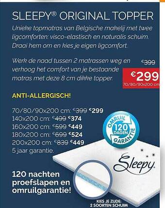 Sleepworld Sleepy Original Topper aanbieding