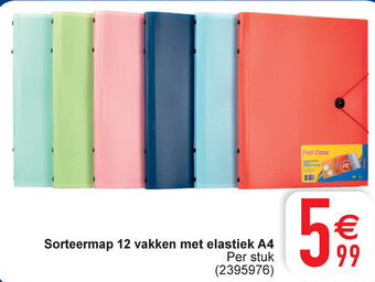 Cora Sorteermap 12 vakken met elastiek A4 aanbieding