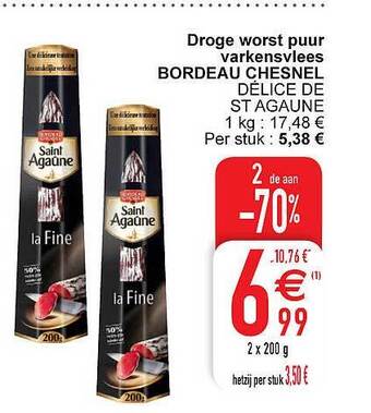 Cora Droge Worst Puur Varkensvlees Bordeau Chesnel aanbieding