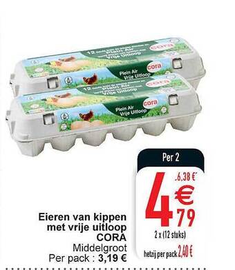 Cora Eieren Van Kippen Met Vrije Uitloop Cora aanbieding