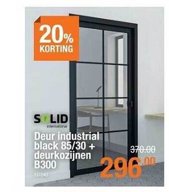 Solid Deur Industrial Black 85-30 + Deurkozijnen B300