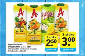 Albert Heijn Appelsientje En Dubbeldrank 0.75-1 Liter aanbieding