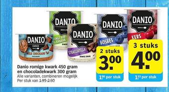 Albert Heijn Danio Romige Kwark 450 Gram En Chocoladekwark 300 Gram aanbieding