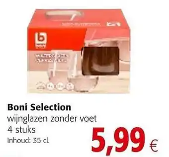 Colruyt Boni selection wijnglazen zonder voet aanbieding