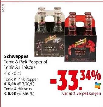 Colruyt Schweppes Tonic & Pink Pepper Of Tonic & Hibiscus aanbieding