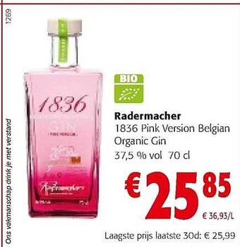 Colruyt Radermacher 1836 Pink Version Belgian Organic Gin aanbieding