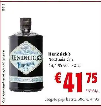 Colruyt Hendrick's Neptunia Gin aanbieding
