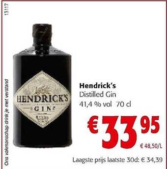 Colruyt Hendrick's Distilled Gin aanbieding