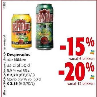 Colruyt Desperados Blikken aanbieding