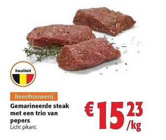 Colruyt Gemarineerde Steak Met Een Trio Van Pepers aanbieding