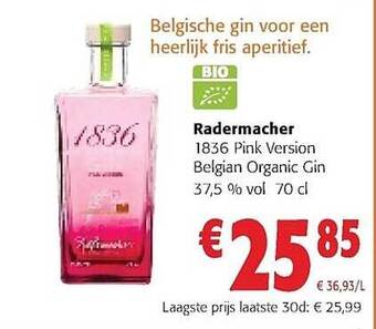 Colruyt Radermacher 1836 Pink Version Belgian Organic Gin aanbieding