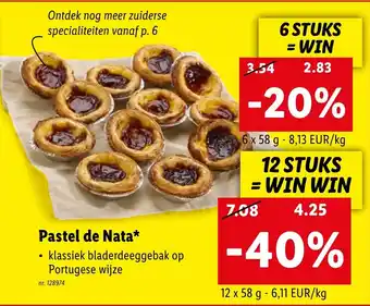 Lidl Pastel de Nata 6 Stuks, 6 x 58 g 128974 aanbieding