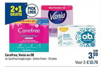 Makro Carefree, Vania En Ob 2+1 Gratis aanbieding