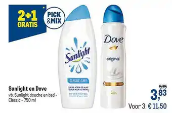 Makro Sunlight En Dove 2+1 Gratis aanbieding