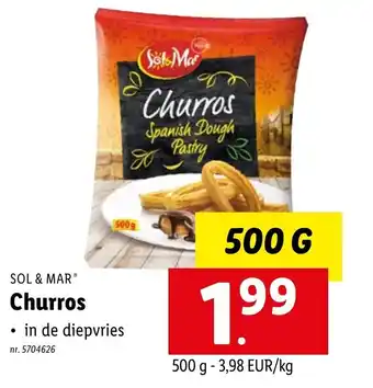 Lidl Sol & Mar Churros Spanish Dough Pastry, 500 g 5704626 aanbieding