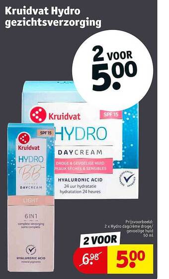 Kruidvat Kruidvat Hydro Gezichtsverzorging aanbieding