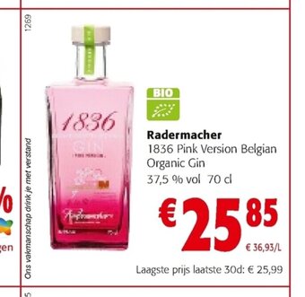 Colruyt Radermacher 1836 Pink Version Belgian Organic Gin 70 cl aanbieding