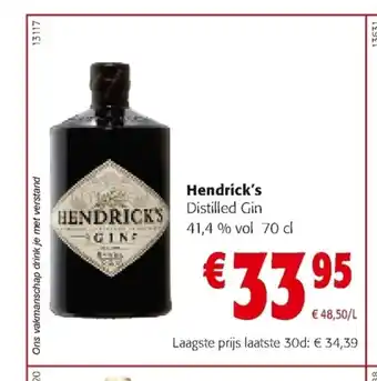 Colruyt Hendrick's Distilled Gin 70 cl aanbieding