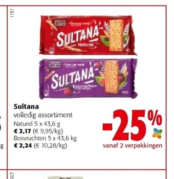 Colruyt Sultana Naturel 5 x 43,6 g aanbieding