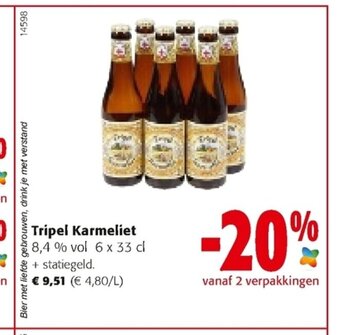 Colruyt Tripel Karmeliet 8,4 % vol 6 x 33 cl aanbieding