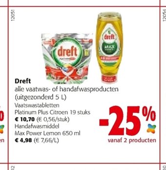 Colruyt Dreft Platinum Plus Citroen 19 stuks aanbieding
