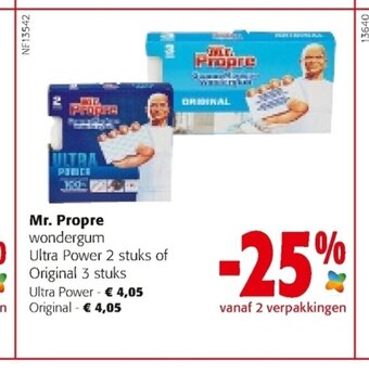Colruyt Mr. Propre wondergum Ultra Power 2 stuks of Original 3 stuks aanbieding