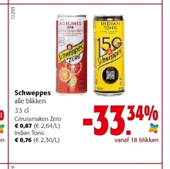 Colruyt Schweppes Citrussmaken Zero 33 cl aanbieding