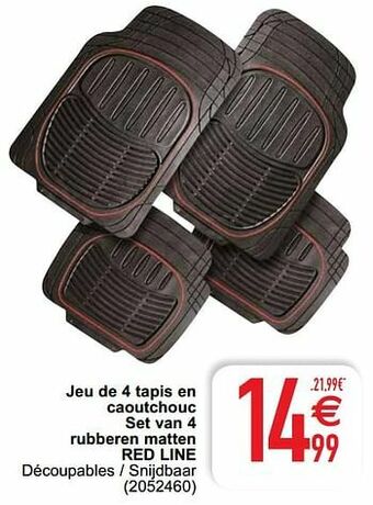 Cora Jeu de 4 tapis en caoutchouc set van 4 rubberen matten red line aanbieding