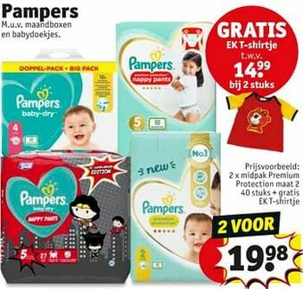 Kruidvat Midpak premium protection maat 2 + gratis ek t-shirtje aanbieding