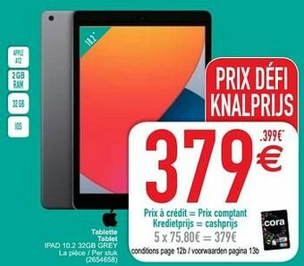 Cora Apple tablette tablet ipad 10.2 32gb grey aanbieding