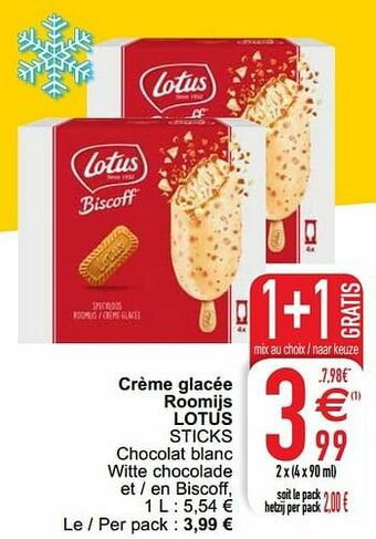 Crème glacée roomijs lotus sticks