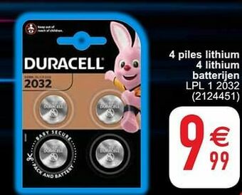 Cora 4 piles lithium 4 lithium batterijen lpl 1 2032 aanbieding
