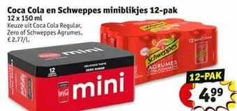 Kruidvat Coca cola en schweppes miniblikjes aanbieding