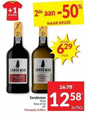 Intermarché Sandeman porto ruby of wit aanbieding