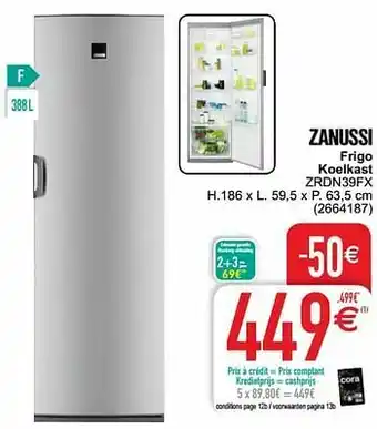 Zanussi frigo koelkast zrdn39fx
