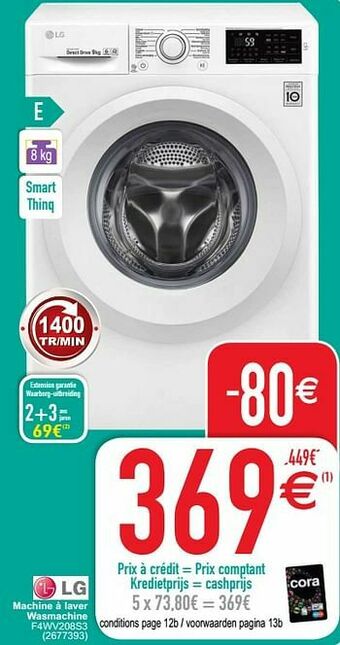 Cora Lg machine à laver wasmachine f4wv208s3 aanbieding