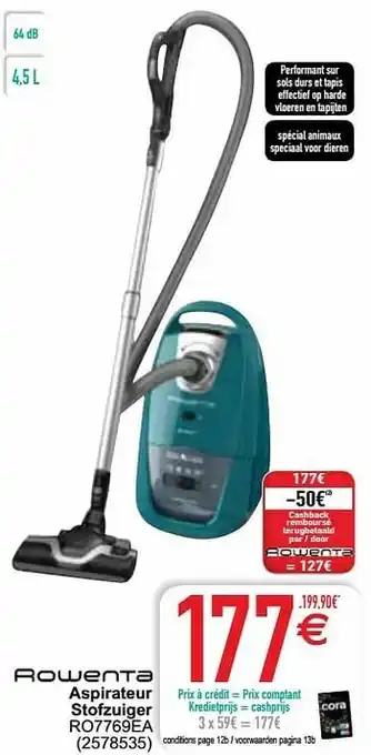 Cora Rowenta aspirateur stofzuiger ro7769ea aanbieding