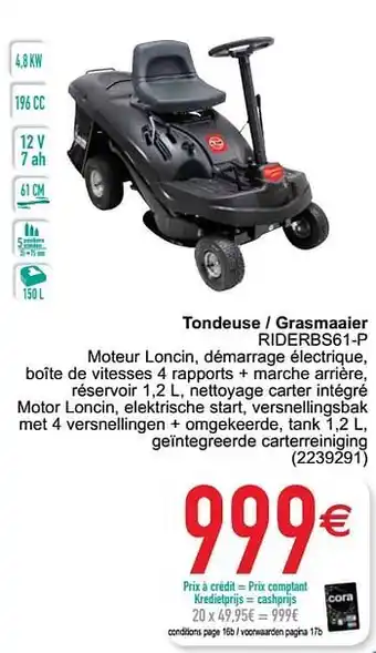 Cora Elem technic tondeuse - grasmaaier riderbs61-p aanbieding