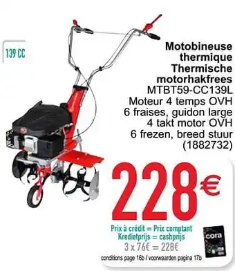Cora Elem technic motobineuse thermique thermische motorhakfrees mtbt59-cc139l aanbieding